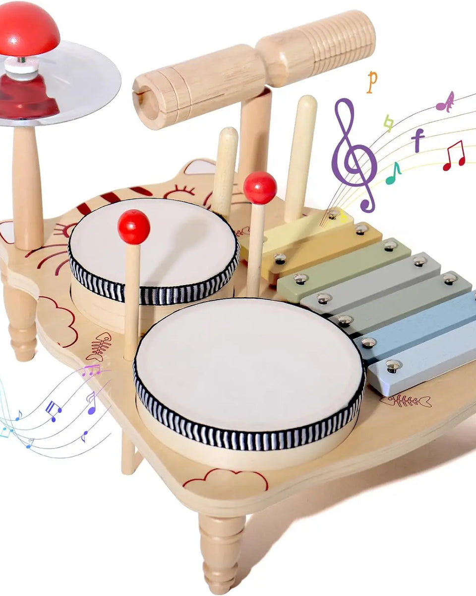 Wooden Drum Set Play Station