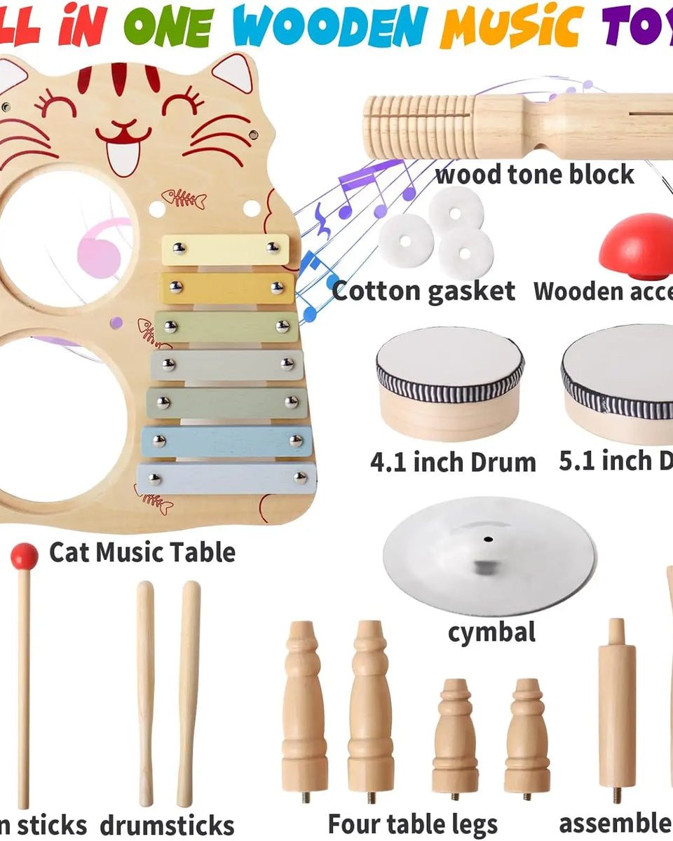 Wooden Drum Set Play Station